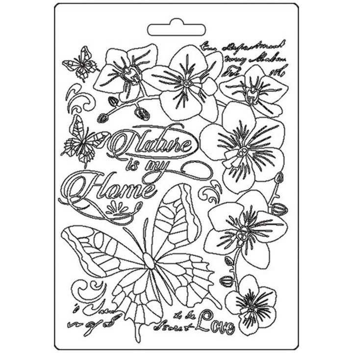  Молд Stamperia Soft Maxi A5 Nature Is My Home, Orchids & Cats