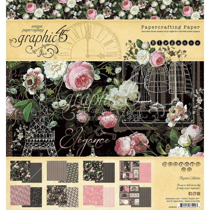 Набір паперу 20*20см Graphic 45 Elegance 24/Pkg