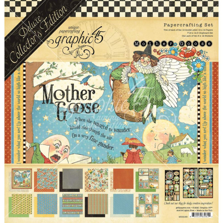 Набір паперу 30*30см Graphic 45 Deluxe Collector's Mother Goose