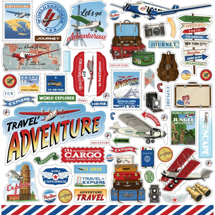 Наліпки Carta Bella Our Travel Adventure Cardstock Stickers Elements 30*30см