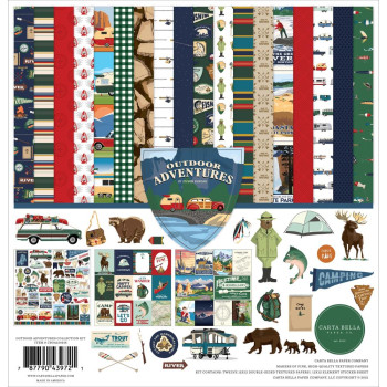 Набір паперу 30*30см Carta Bella Collection Kit Outdoor Adventures 12/Pkg