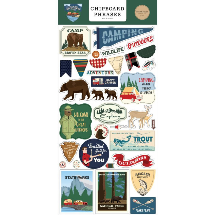   Наліпки з чіпборду Carta Bella Outdoor Adventures Phrases 15*33см