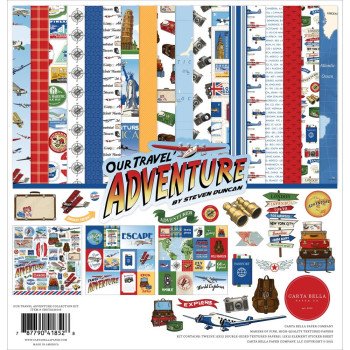Набір паперу 30*30см Carta Bella Collection Kit Our Travel Adventure 12/Pkg