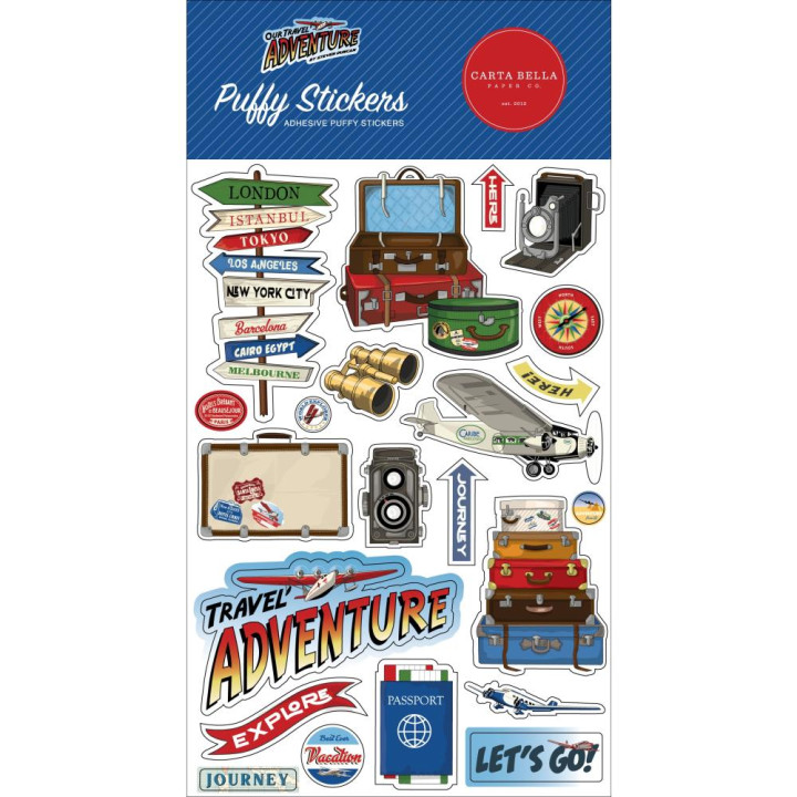 Наліпки Puffy Carta Bella Our Travel Adventure 10*15см