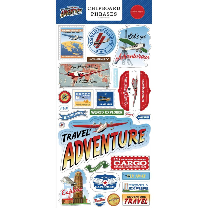   Наліпки з чіпборду Carta Bella Our Travel Adventure Phrases 15*33см
