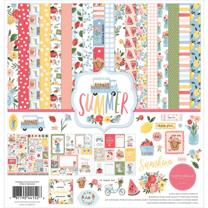 Набір паперу 30*30см Carta Bella Collection Kit Summer 12/Pkg