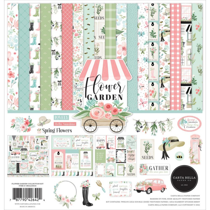 Набір паперу 30*30см Carta Bella Collection Kit Flower Garden 12/Pkg