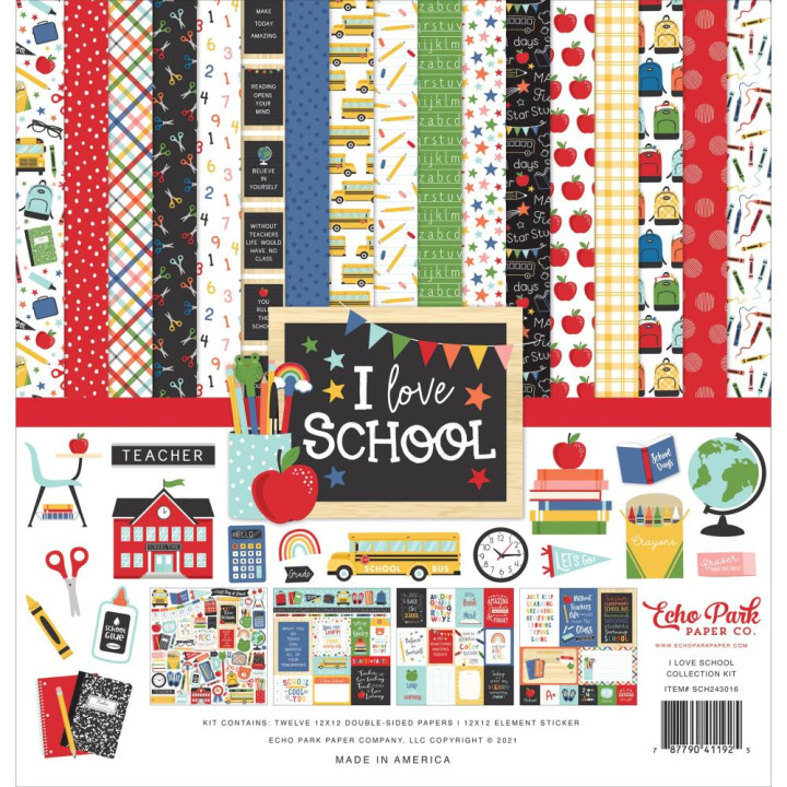 Набір паперу 30*30см Echo Park I Love School 12/Pkg
