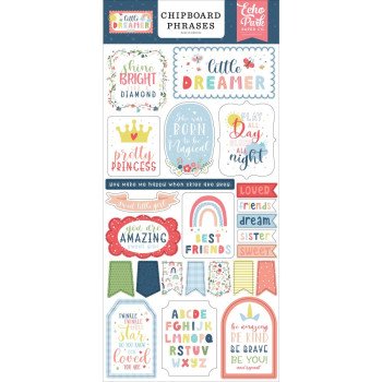  Наліпки з чіпборду Echo Park Little Dreamer Girl Phrases 15*33см