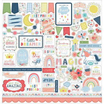 Наліпки Echo Park Little Dreamer Girl Cardstock Stickers Elements 30*30см