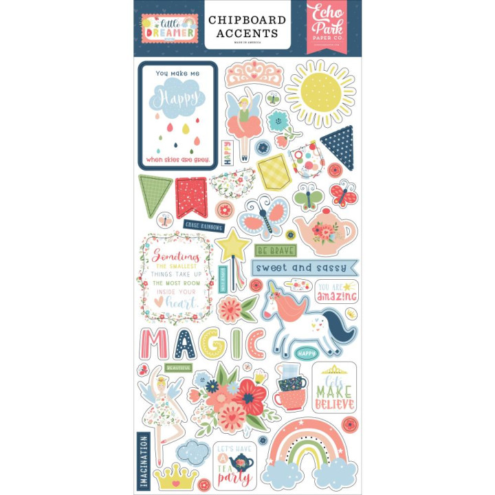  Наліпки з чіпборду Echo Park Little Dreamer Girl Accents 15*33см
