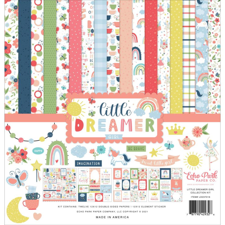 Набір паперу 30*30см Echo Park Little Dreamer Girl 12/Pkg