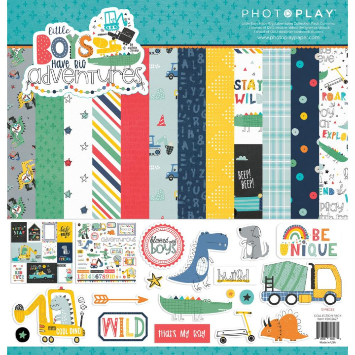 Набір паперу 30*30см PhotoPlay Little Boys Have Big Adventures 12/Pkg