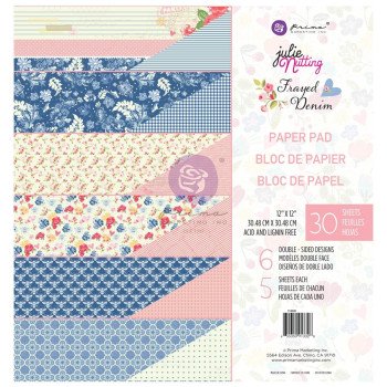 Набір паперу 30*30см Prima Julie Nutting Frayed Denim 30/Pkg