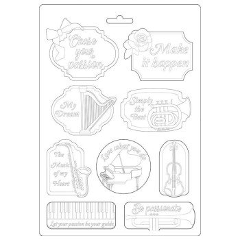 Молд Stamperia Soft Maxi Mould Music & Tag, Passion 21*29см
