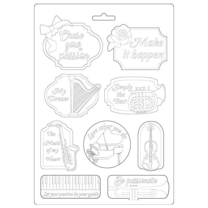  Молд Stamperia Soft Maxi Mould Music & Tag, Passion 21*29см