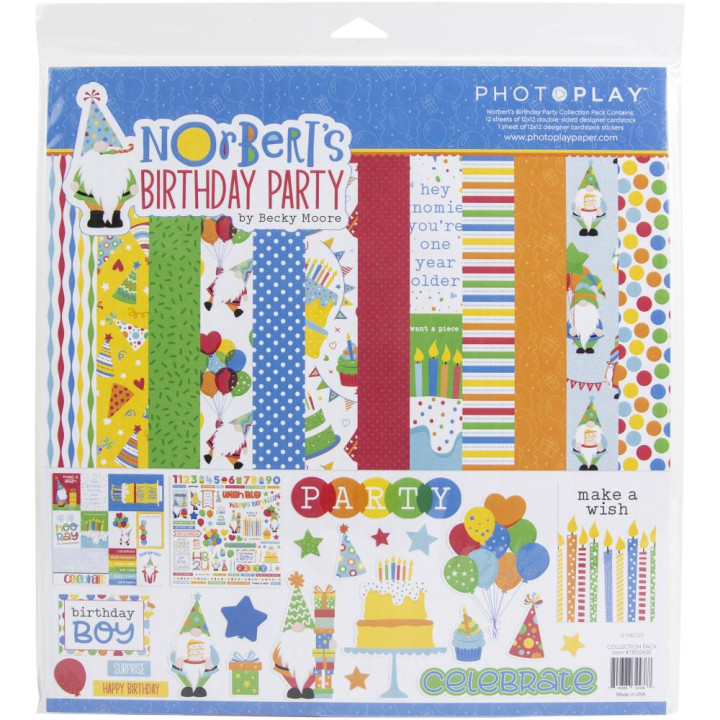 Набір паперу 30*30см PhotoPlay Norbert's Birthday12/Pkg