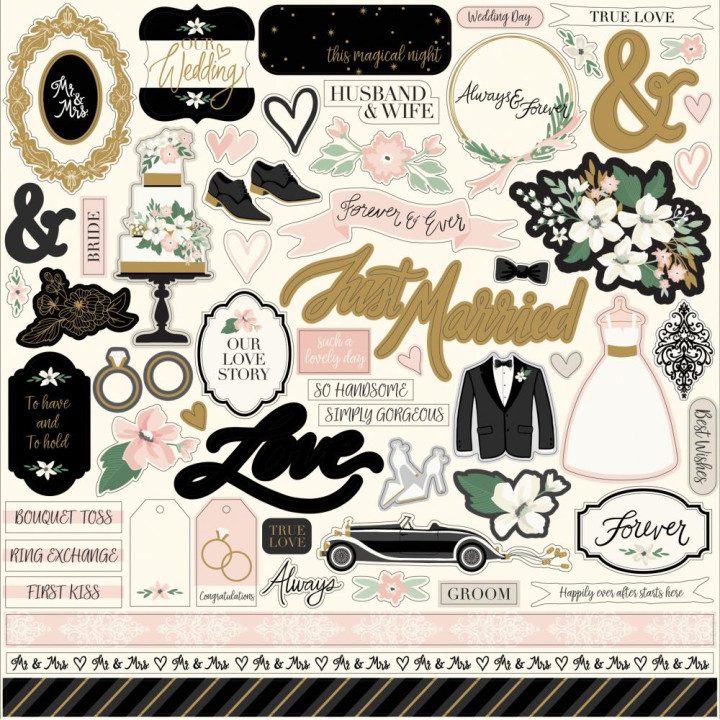 Наліпки Echo Park Wedding Day Cardstock Stickers Elements 30*30см