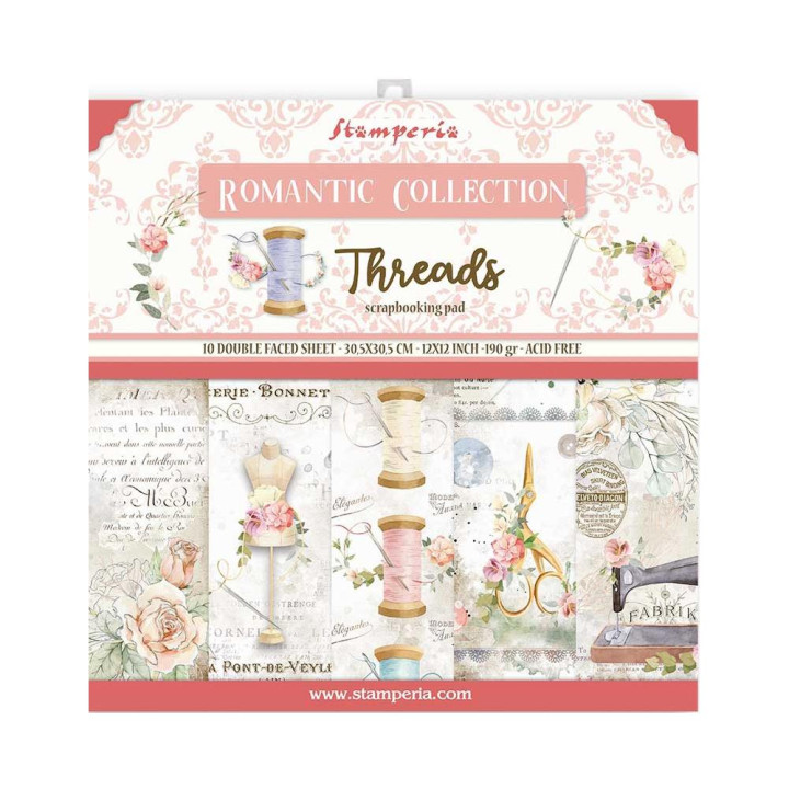 Набір паперу 30*30см Stamperia Romantic Threads 10/Pkg