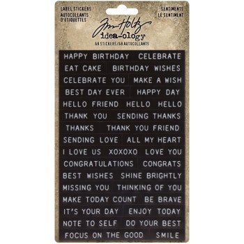 Наліпки Tim Holtz Idea-Ology Sentiments Label Stickers 68/Pkg