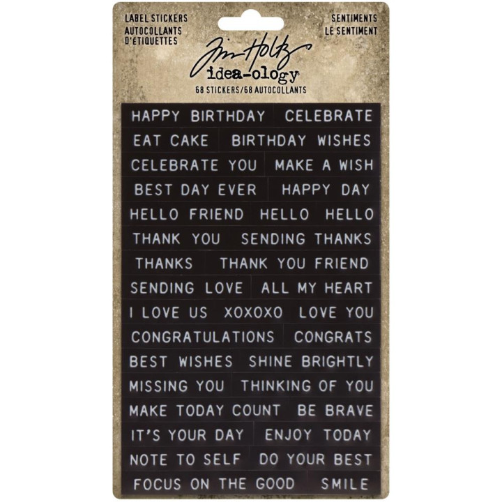 Наліпки Tim Holtz Idea-Ology Sentiments Label Stickers 68/Pkg