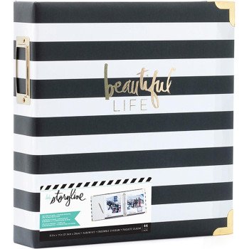 Альбом Heidi Swapp Storyline2 D-Ring Black Stripe 22*28см