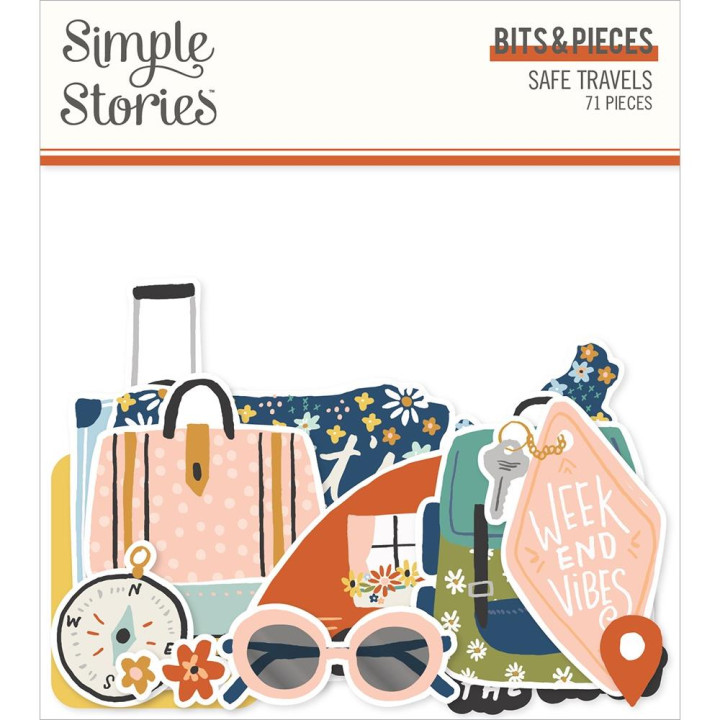 Висічки Simple Stories Safe Travels Bits & Pieces Die-Cuts 71/Pkg