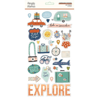  Наліпки з чіпборду Simple Stories Safe Travels 15*30см