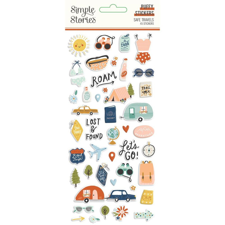 Наліпки Puffy Simple Stories Safe Travels 45/Pkg