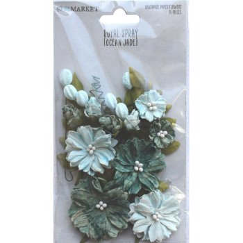 Квіти 49 And Market Royal Spray Paper Flowers Ocean Jade 15/Pkg