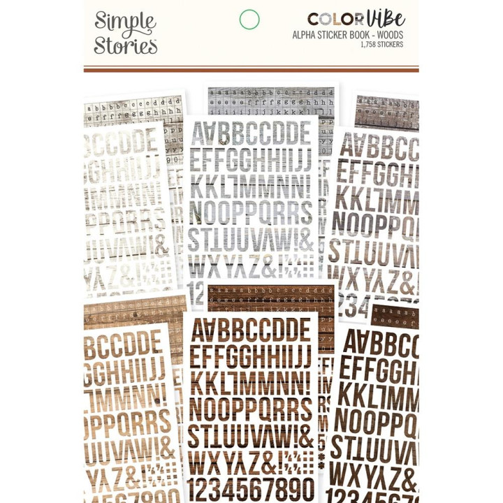 Наліпки Simple Stories Color Vibe Alpha Woods Sticker Book 12/Pkg