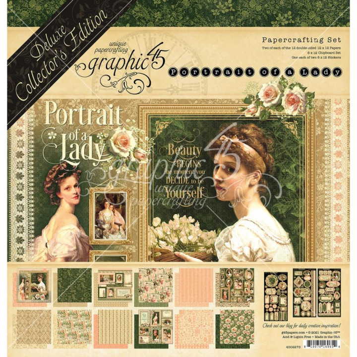 Набір паперу 30*30см Graphic 45 Deluxe Collector's Portrait Of A Lady