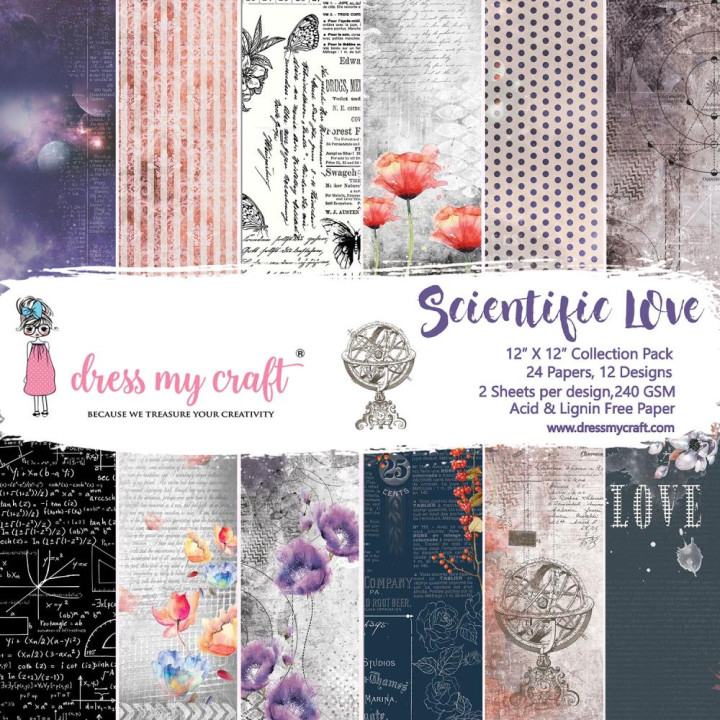 Набір паперу 30*30см Dress My Craft Scientific Love 24/Pkg