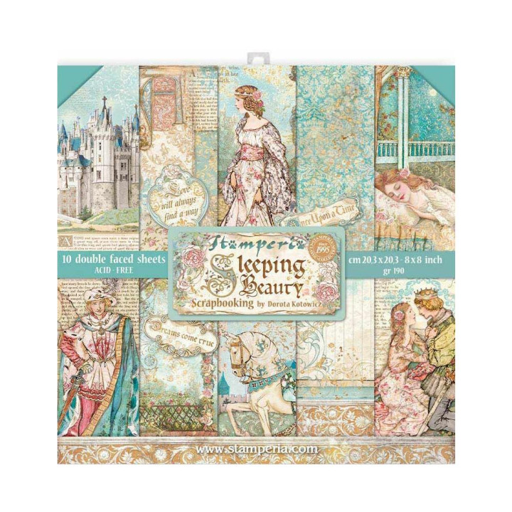 Набір паперу 20*20см Stamperia Sleeping Beauty 10/Pkg