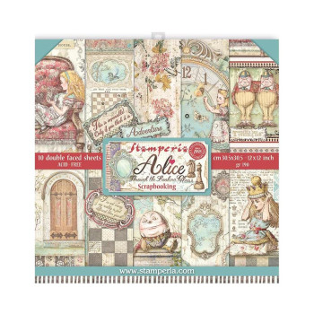 Набір паперу 30*30см Stamperia Alice Through The Looking Glass 10/Pkg
