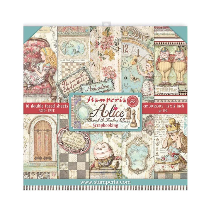 Набір паперу 30*30см Stamperia Alice Through The Looking Glass 10/Pkg