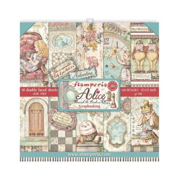 Набір паперу 30*30см Stamperia Alice Through The Looking Glass 10/Pkg