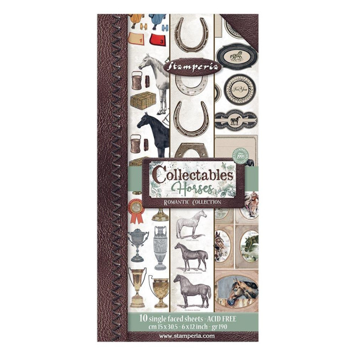 Набір паперу 15*30см Stamperia Collectables Romantic Horses 10/Pkg