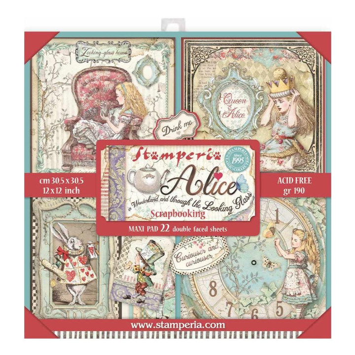 Набір паперу 30*30см Stamperia Alice In Woderland & The Looking Glass 22/Pkg