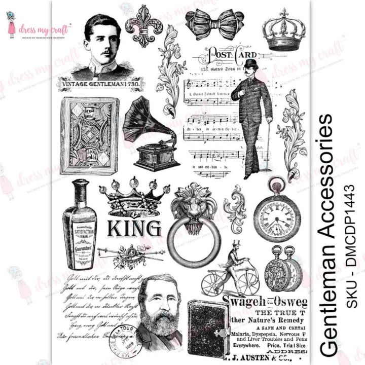 Трансфер Dress My Craft Transfer Me Sheet A4 Gentleman Accessories