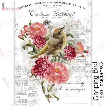 Трансфер Dress My Craft Transfer Me Sheet A4 Chirping Bird