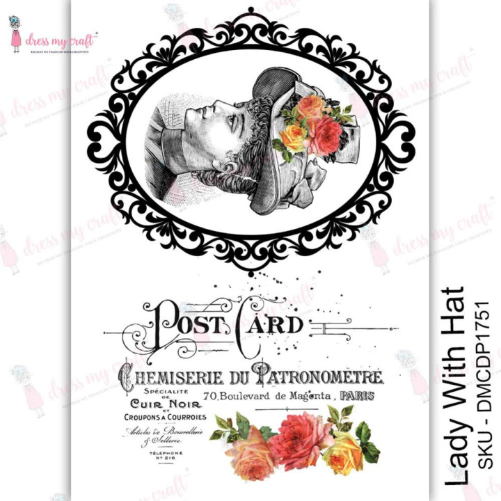 Трансфер Dress My Craft Transfer Me Sheet A4 Lady With Hat