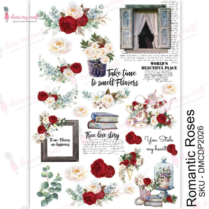 Трансфер Dress My Craft Transfer Me Sheet A4 Romantic Roses