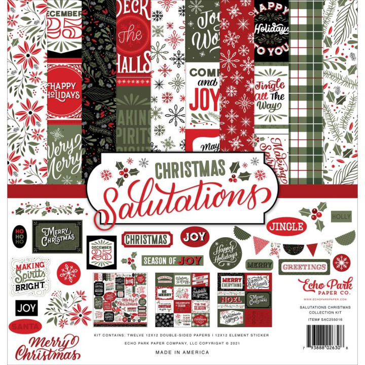Набір паперу 30*30см Echo Park Salutations Christmas 12/Pkg