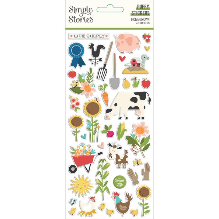 Наліпки Puffy Simple Stories Homegrown 41/Pkg