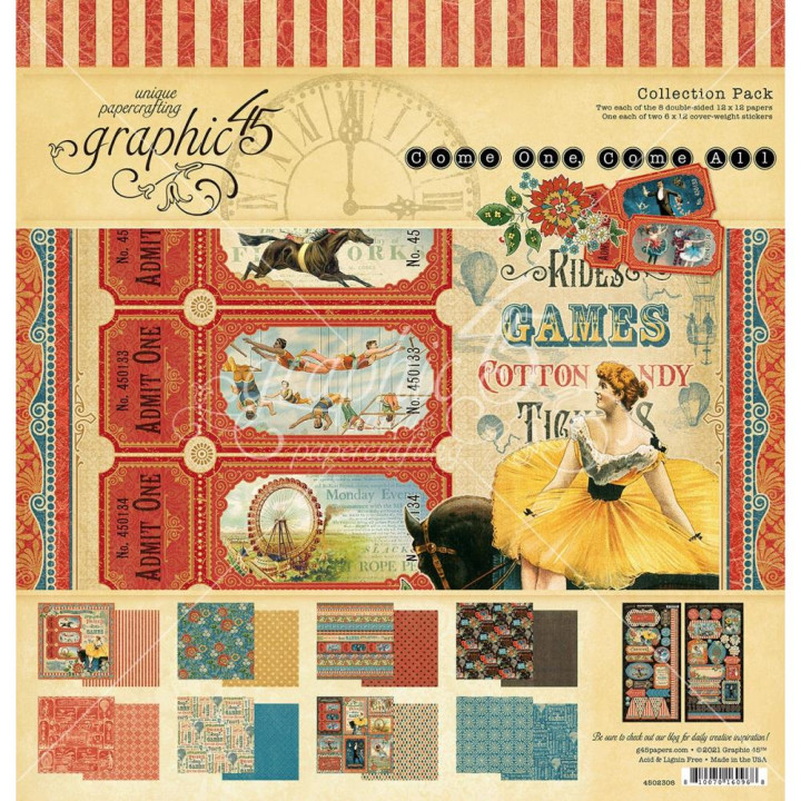 Набір паперу 30*30см Graphic 45 Come One, Come All! 16/Pkg
