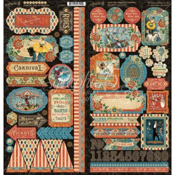 Наліпки Graphic 45 Come One, Come All! Cardstock Stickers Elements 30*30см