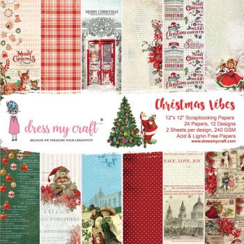 Набір паперу 30*30см Dress My Craft Christmas Vibes 24/Pkg