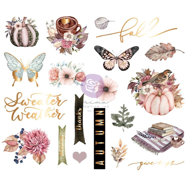  Наліпки з чіпборду Prima Hello Pink Autumn Chipboard Stickers 20/Pkg