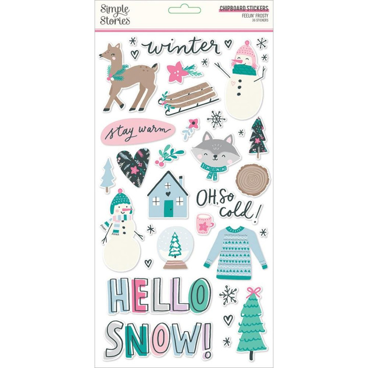  Наліпки з чіпборду Simple Stories Feelin' Frosty 15*30см